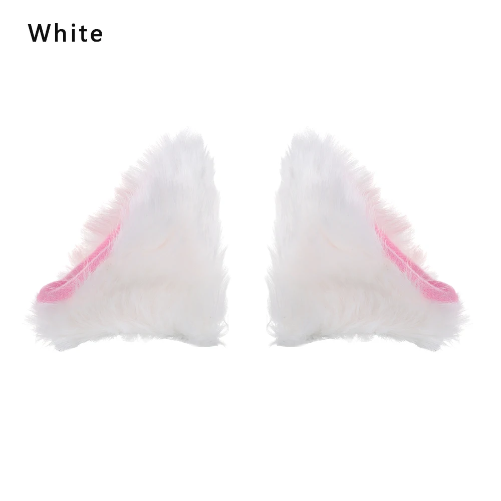 1-white 1 пара, косплей, вечерние, плюшевые, с кошачьими ушками, на клипсах, длинные меховые уши, костюм, заколка для волос, на Хэллоуин, вечерние, Мультяшные заколки для волос - Цвет: 1-white