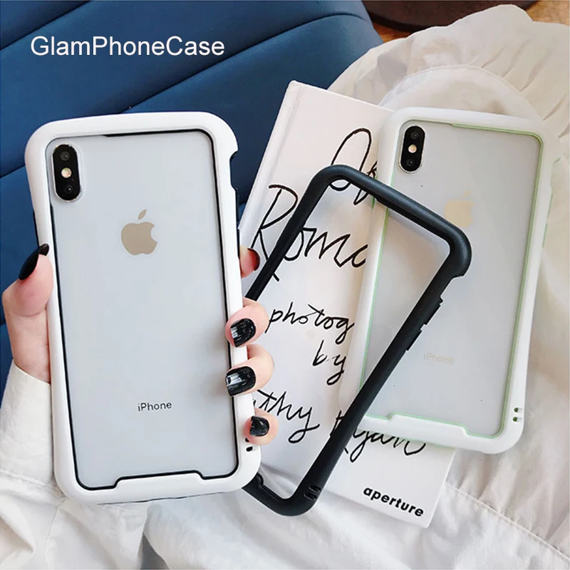 Чехол для телефона GlamPhoneCase с одноцветной каймой для iPhone11Pro/Max X XS Max XR, Жесткий Чехол для iPhone11 7 8 6 6s Plus