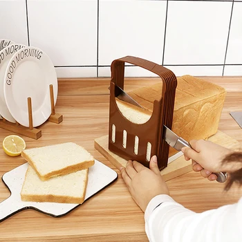 

Toast Bread Slicer Plastic Foldable Loaf Cutter Rack Cutting Guide Slicing Tools Kitchen Accessories Practical Bread Cutter Loaf