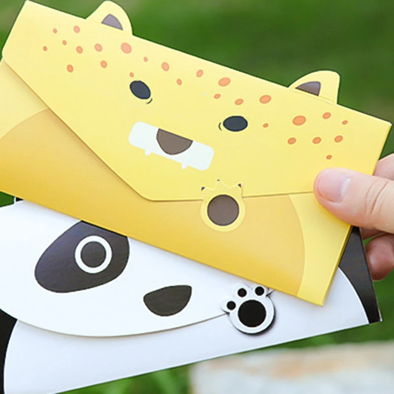 Quality 25Pcs Folding Animal Panda Pig Foxes Tiger Card Birthday Greeting/Message Card Postcard Christmas New Year Gift Card Uni