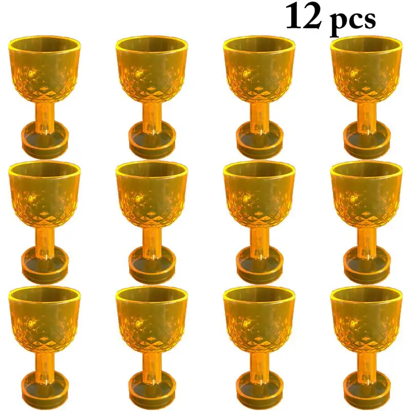 12PCS Halloween Wine Glass Goblet Multipurpose LED Flashing Wine Goblet Cup Party Disposable Drinking Utensils Atmosphere Props
