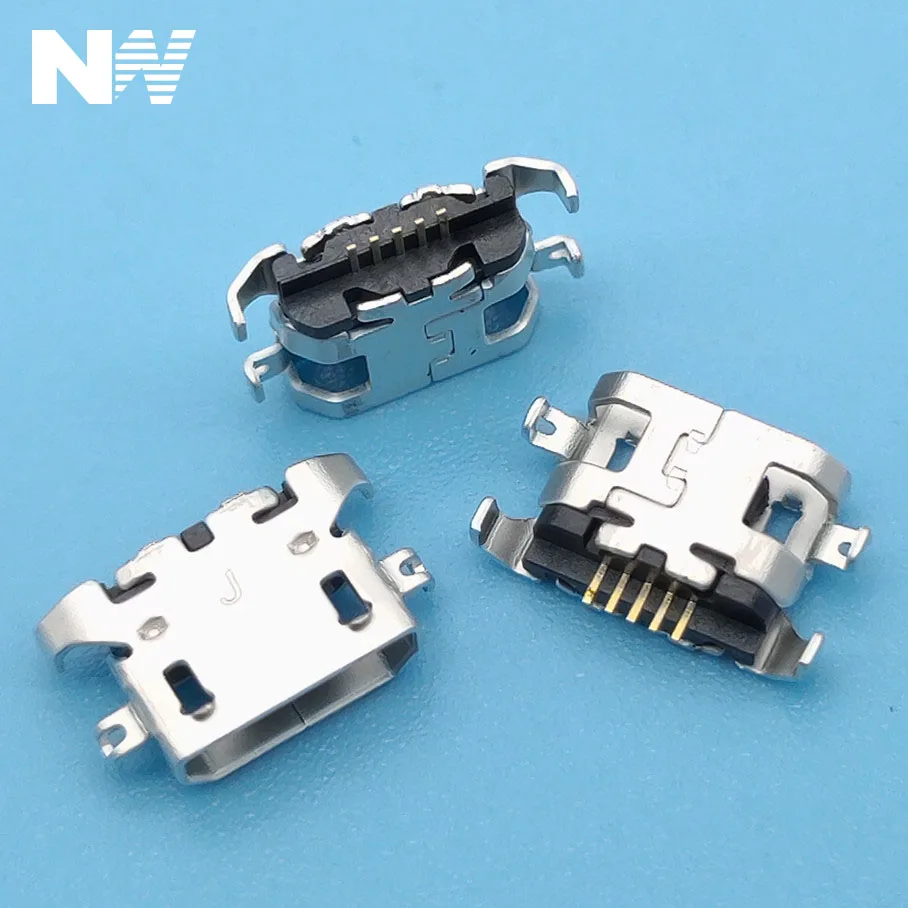 50 шт. Micro Usb 5Pin Тяжелая пластина 1 28 мм без бокового плоского рта завивки боковой