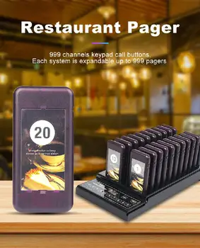

20 Channels Restaurant Pager Waiter Calling System Wireless Paging Queue System for Restaurant Coffee Shop Queuing System
