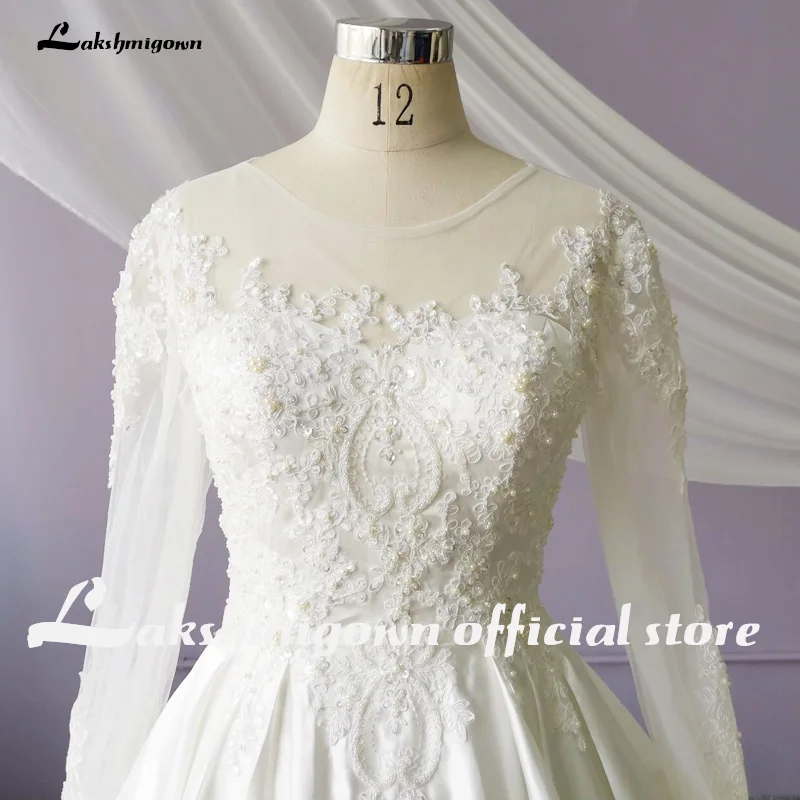 Wedding Dresses Vintage Bridal Dress A Line Wedding Dress Long Sleeve Sexy O Neck White Stain Wedding Dress Vestido Noiva