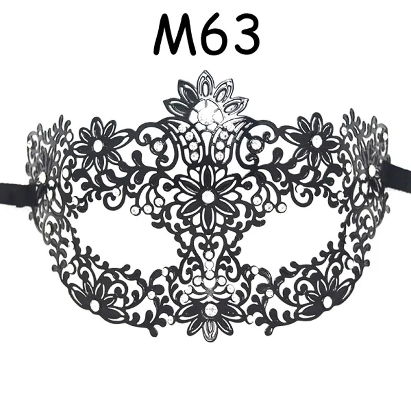 M63 BLACK Различных форм и цветов винтажная металлическая лазерная резка маска призрака Венеция карнавал маскарад для мужчин - Цвет: M63 BLACK