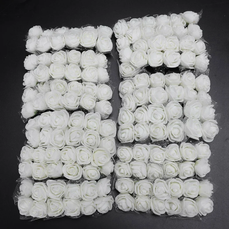 2 Pack 144Pcs Colourfast Foam Artificial Rose Flowers Wedding Bride Bouquet Party Decor, Rose Red& Cream