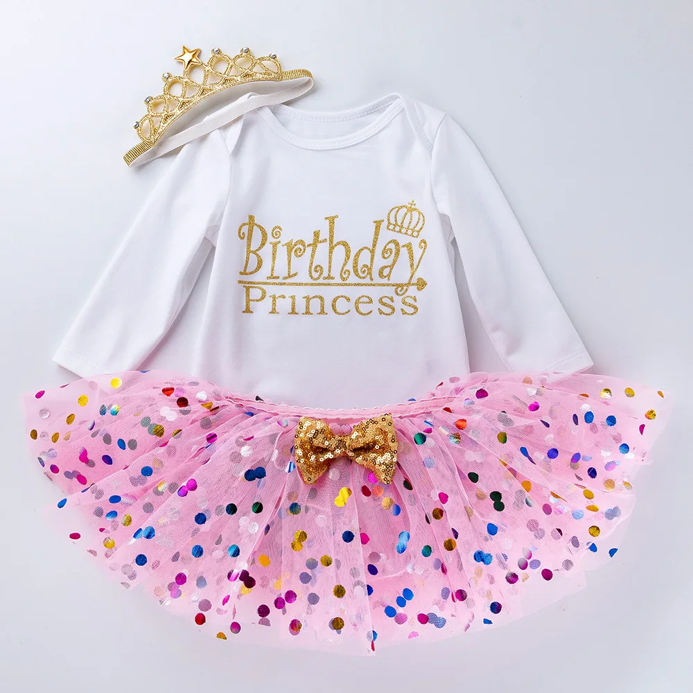 Комплекты одежды для маленьких девочек одежда для маленьких девочек на один год Одежда для новорожденных на первый день рождения Одежда для Новорожденные Девочки Малыши на крестины