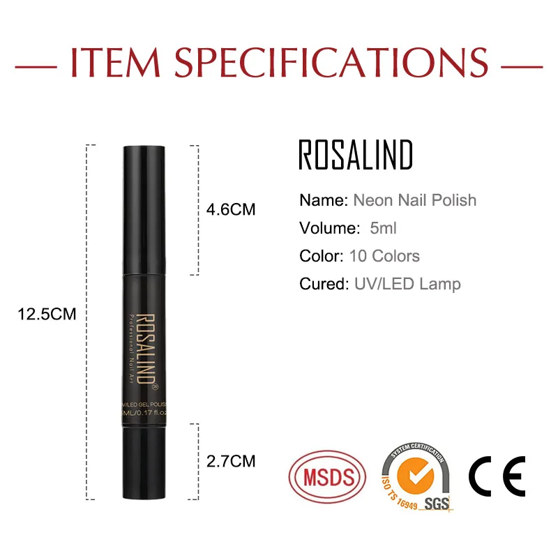 ROSALIND Gel Nail Polish Pen Gel Semi Permanent Base Top Coat UV Gel Varnish Hybrid Pure Color Nail Pen For Nails Art Design 2