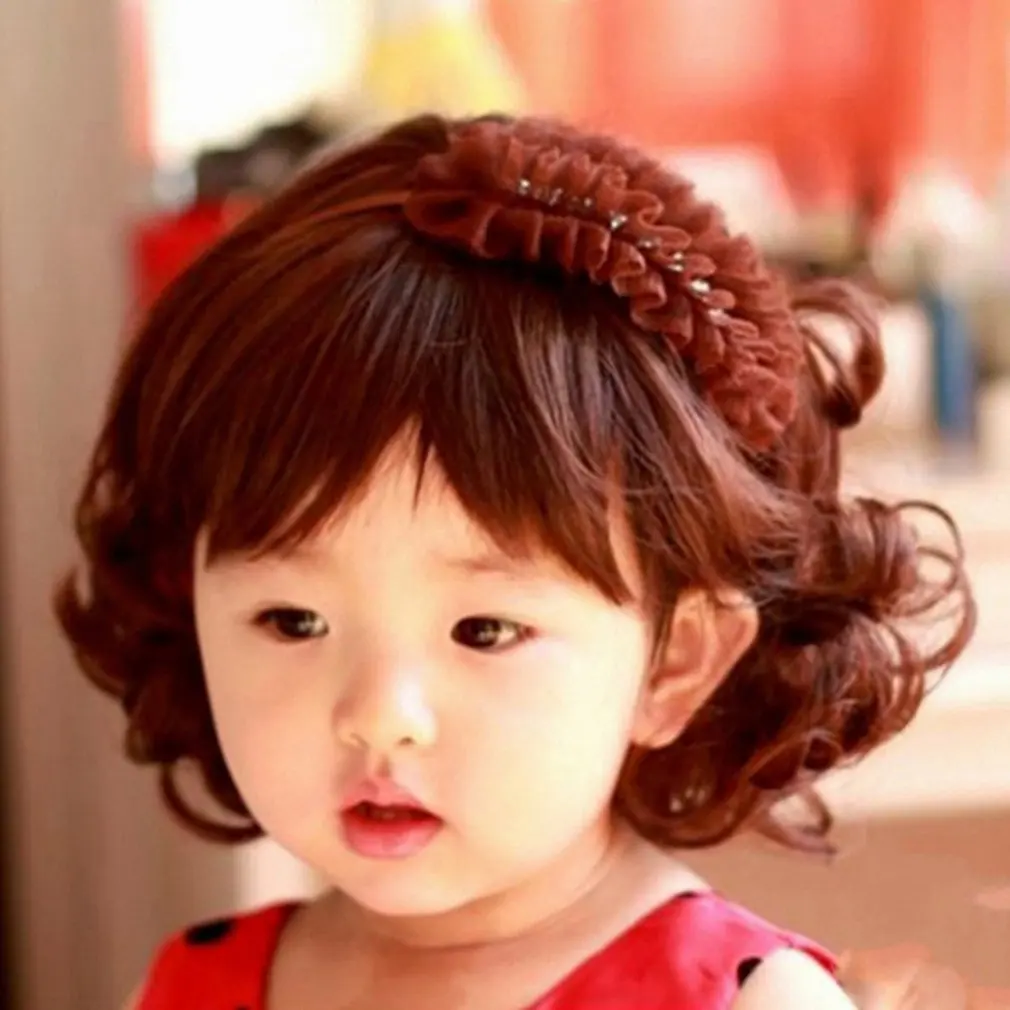 Lovely Adorable Boys Girls Hair Wig Full Head Children Wigs Cute Kids Daily Wearing Hairpiece For 5-10 Years Old baby headband