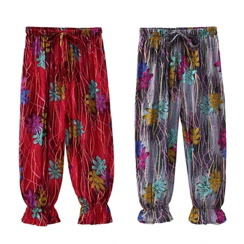 

2020 New Spring Summer Kids Children Fashion Girls Cotton Floral Pants Trousers Printed Loose Casual Beach Bloomers Harem Pants