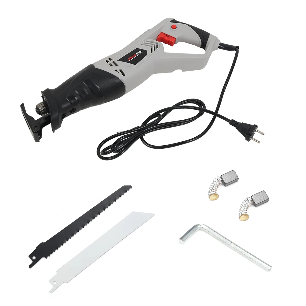 1000W Electric Reciprocating Saw Multifunction Saber Hand Saw with Rotating Handle for Wood and Metal Cutting with 2 Blades