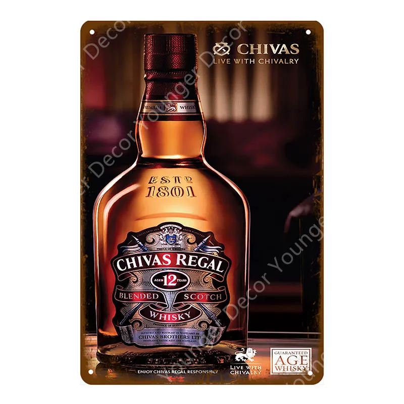 Классический пивной Chivas Regal металлические жестяные вывески винтажные напитки виски декоративный плакат настенный стикер Паб Бар Клуб домашний декор YI-190 - Цвет: YD6157DI