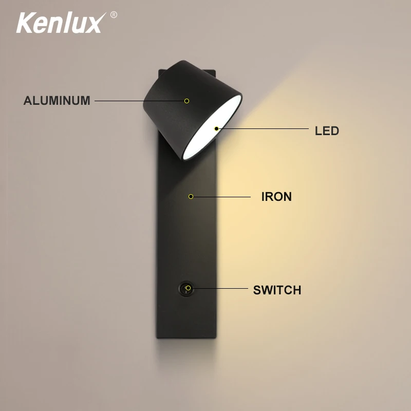 Регулируемый светодиодный настенный светильник с выключателем комнатное