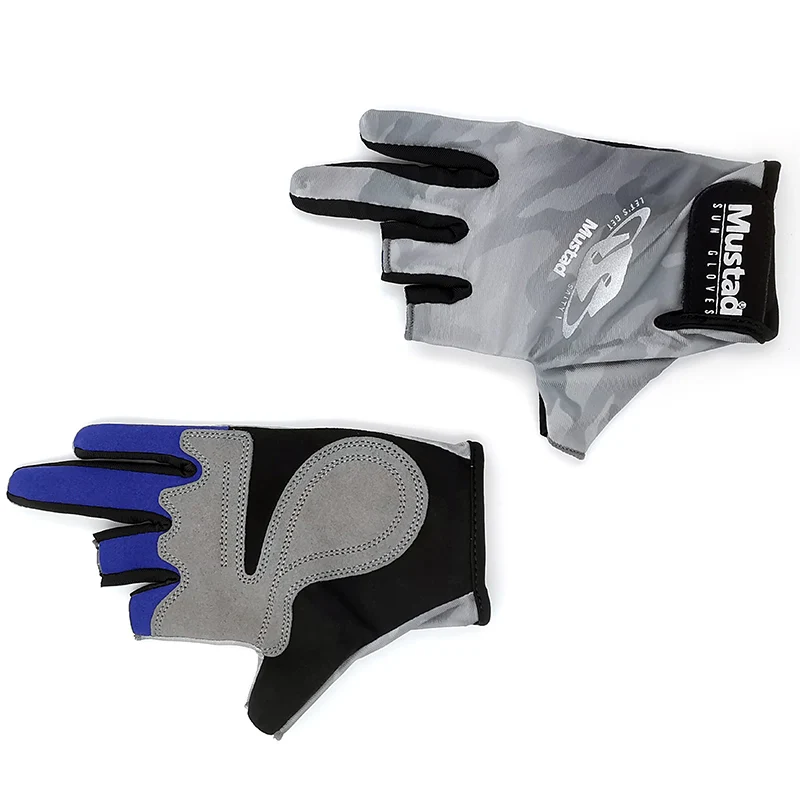 Mustad Рыбалка перчатки 3 пальцев дышащие быстросохнущие противоскользящие рыболовные перчатки Спорт на открытом воздухе перчатки для кемпинга бег