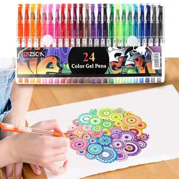 

24 Colors Gel Pens Set Bullet Gel Ink Pen for Adult Coloring Books bullet diary Drawing Doodling Art Markers School Supplies