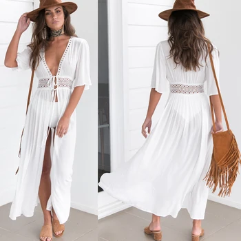 

Sexy Ladies Cardigan Swimsuit 2020 Bikini Cover Up Beach Dress Swimwear Chiffon Bathing Suit Dress Bandage Bathing Suit Women