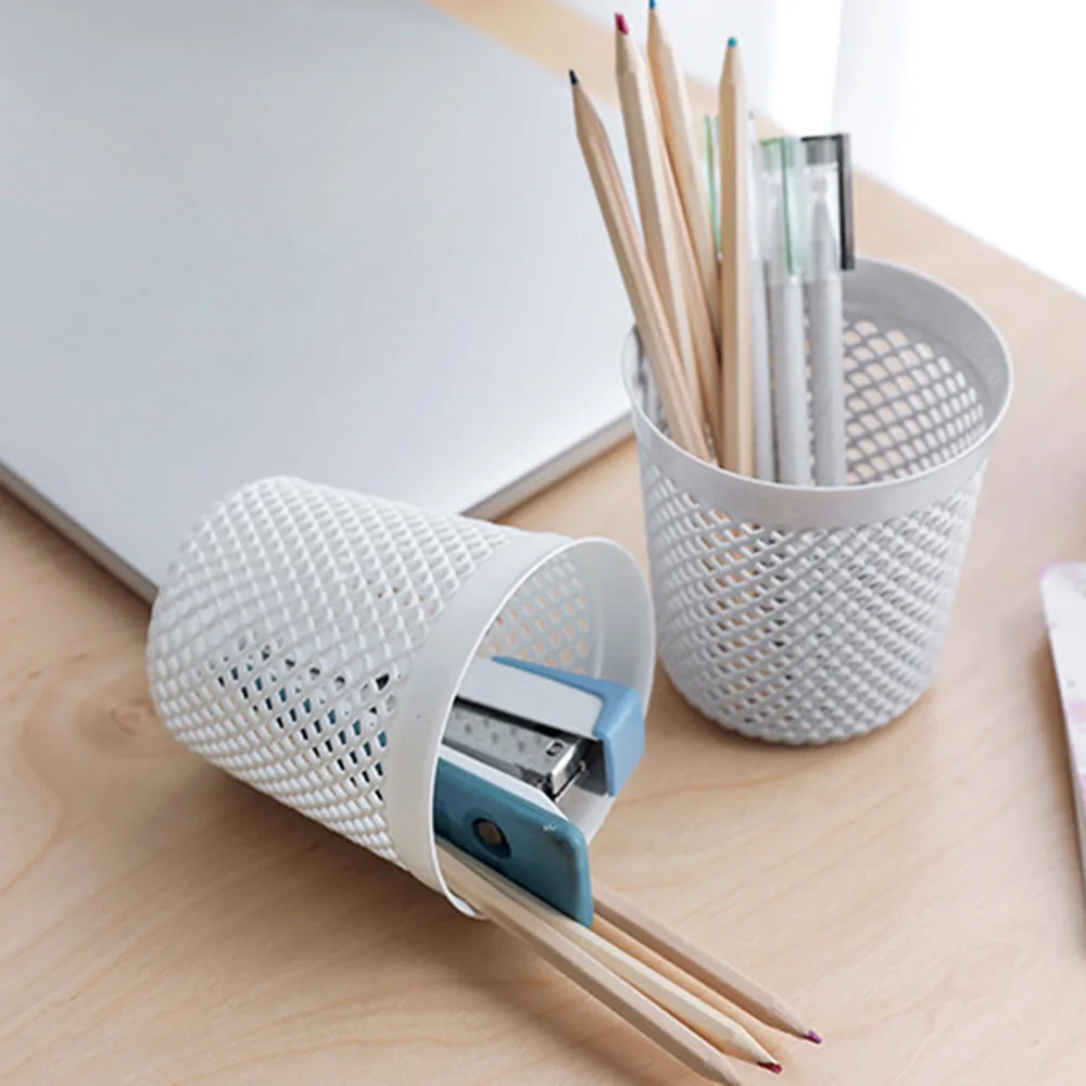 

Pen Holders Creative Plastic Pen Holder Simple Solid Color Hollow Desktop Storage Tube Office Supplies Student Supplies 2020