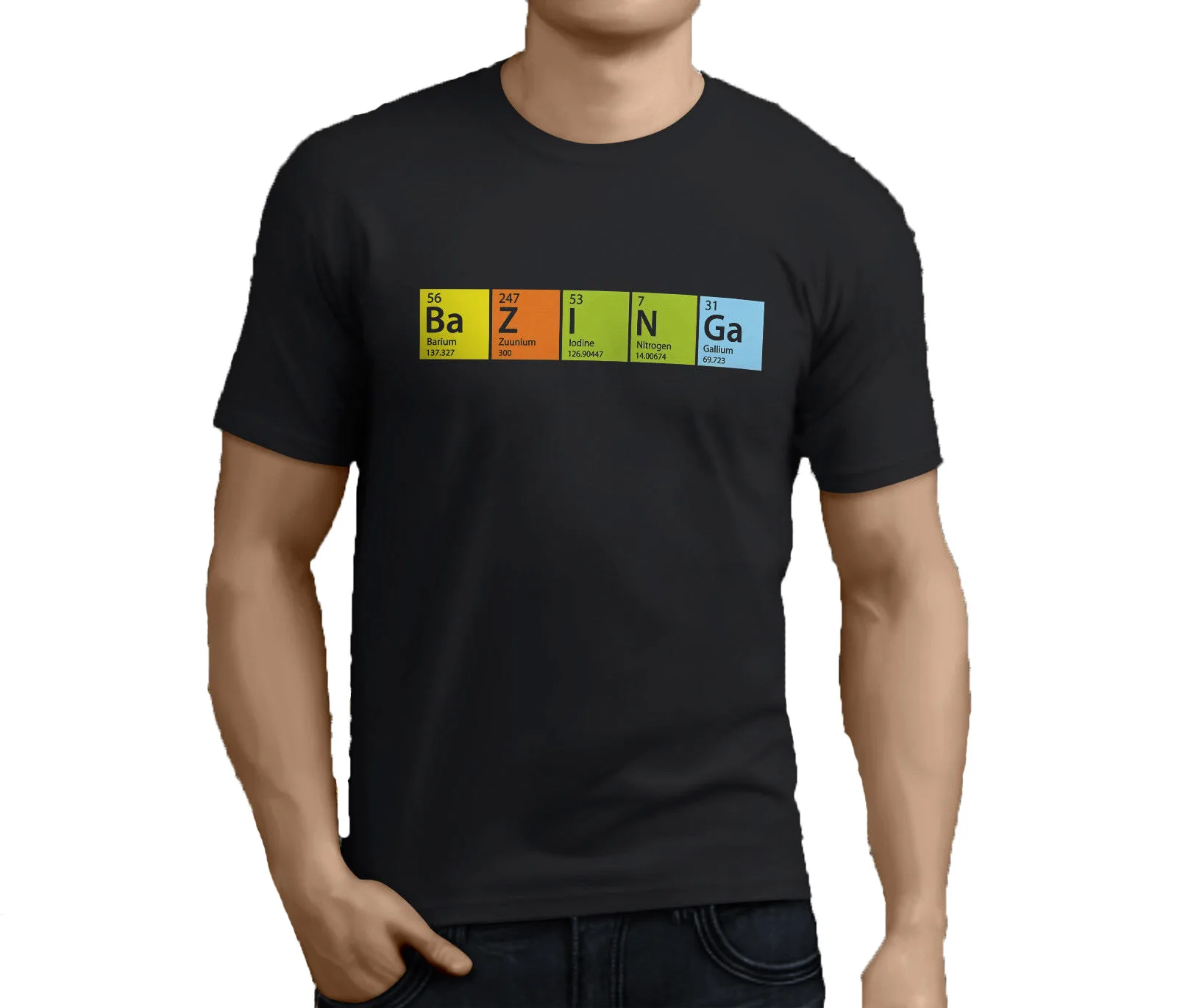Camiseta negra de Bazinga The Big Bang Theory POAH para hombre