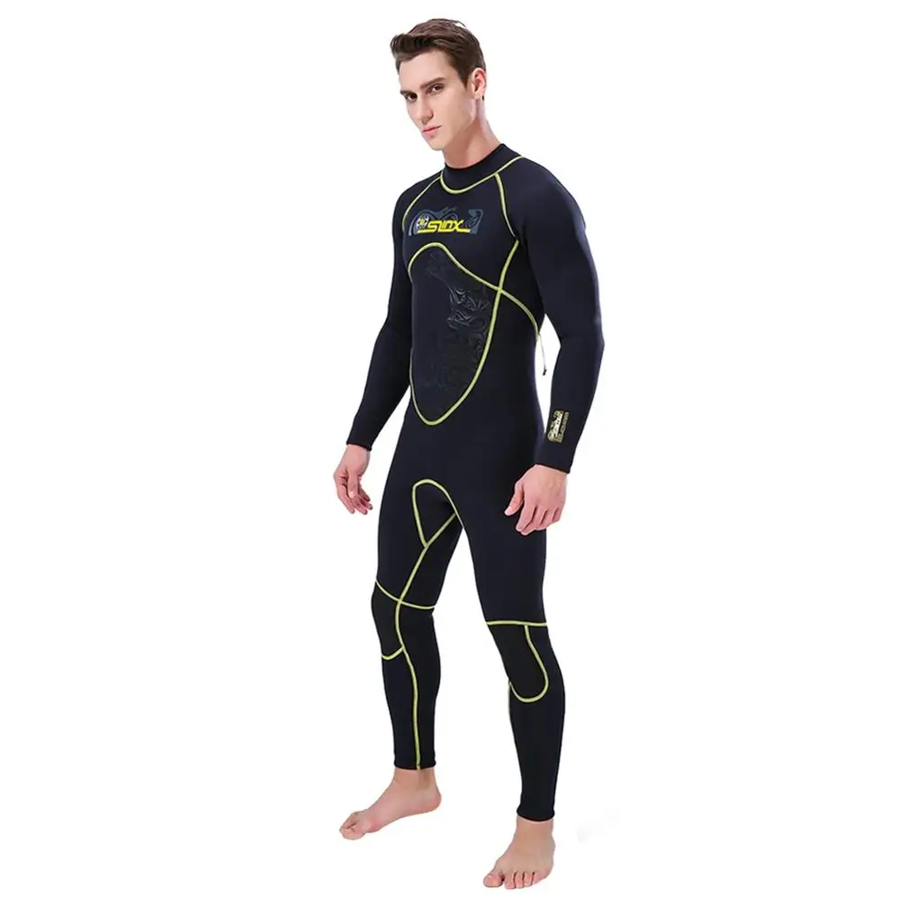 

Men Swimsuit Adult Long Sleeve One-Piece Wetsuits Full Body Elastic Thermal 3mm Swimsuit Diving Suit