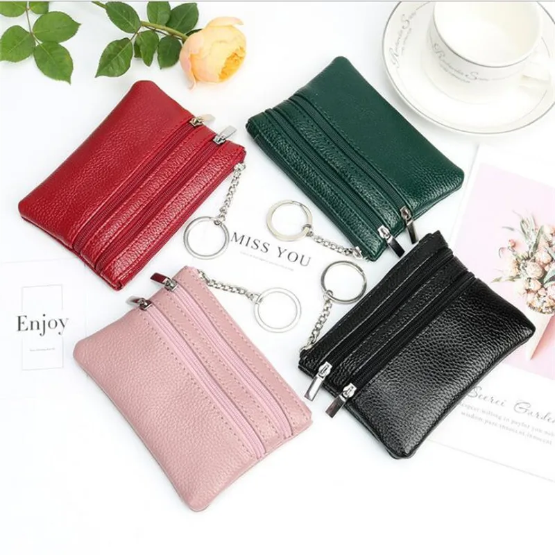 Fashion Leather Women Wallet Clutch Two Zip Female Short Small Coin Purse Design Soft Mini Card Cash Holder