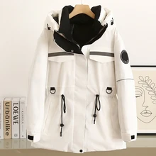 

90 White Duck Down Jacket women's 2021 Winter New Medium Length Loose Thickened Warm Hooded Pie Overcome Waterproof Fashion Coat