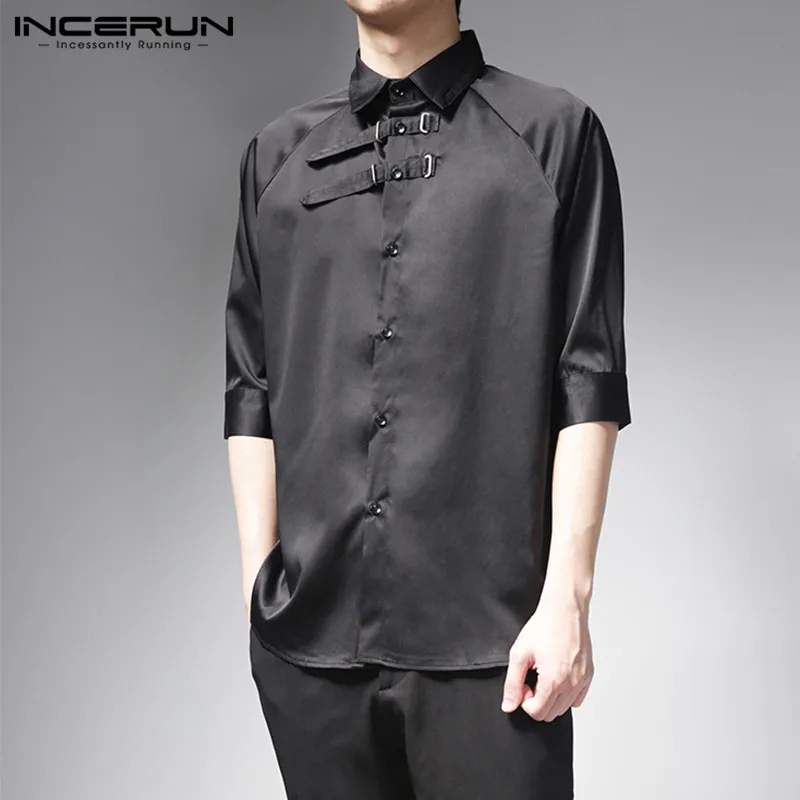 INCERUN Men Shirt Vintage Half Sleeve Lapel Solid Color Chic Tops Camisa 2020 Button Summer Streetwear Men Casual Shirts S-5XL 7 INCERUN Men Shirt Vintage Half Sleeve Lapel Solid Color Chic Tops Camisa 2020 Button Summer Streetwear Men Casual Shirts S-5XL 7