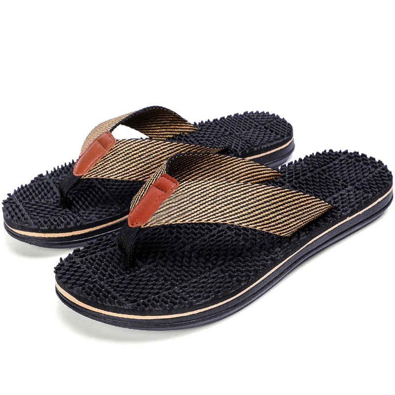 Men Flip Flops Massage Slippers Sandals Textile Strap Anti-slip Shoes for Summer Beach MUG88