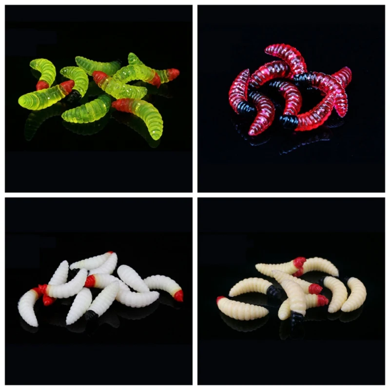  50 piece Soft Fishing Lure Swim Silicone Baits Insect Artificial Bait Bread Bug A Simulation Worm C