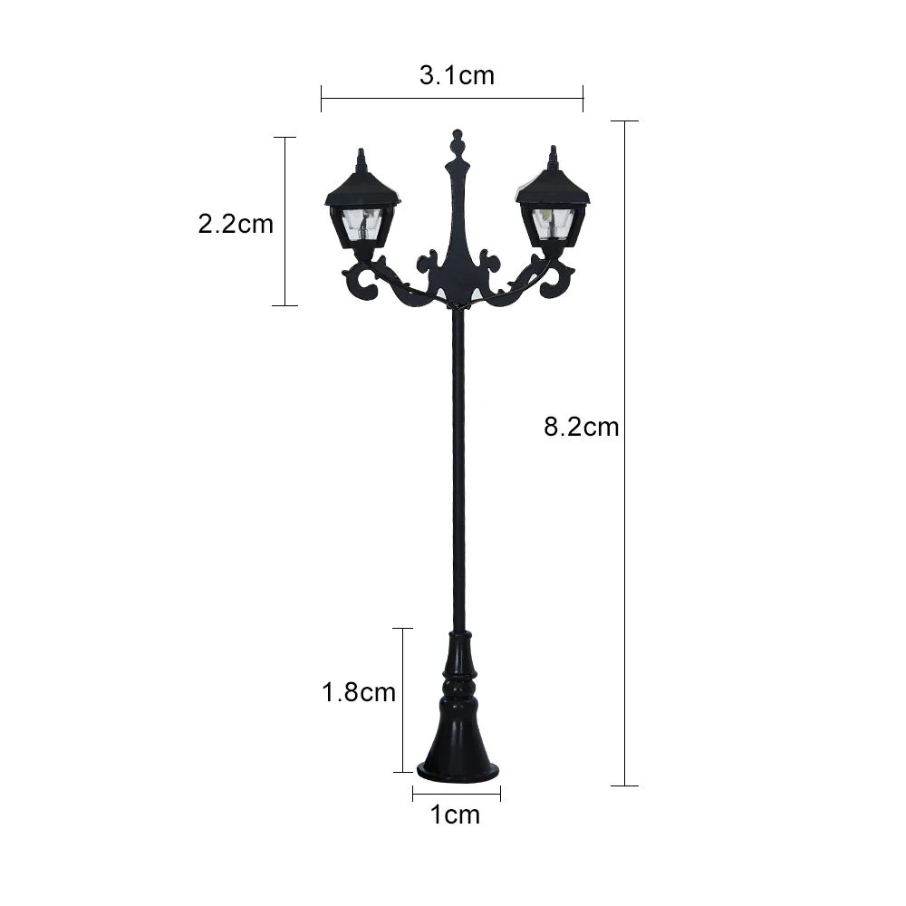 12V Led Railway Train Lamppost Model For Park Garden Scenery Lanterns Model Light Double-head Sand Table Scene Layout 3pcs/lot 2