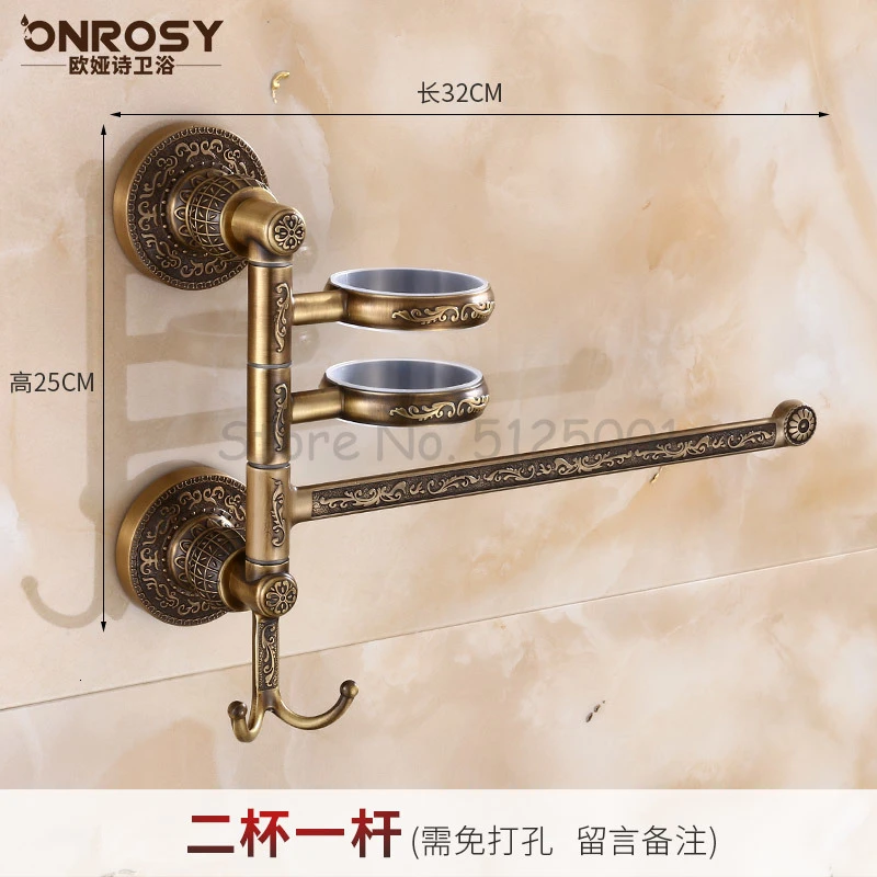 European Towel Rack All Copper Towel Rack/towel Rack Thickened Antique Rotating Towel Bar/single or Double Pole Rack Towel - Цвет: Темно-серый