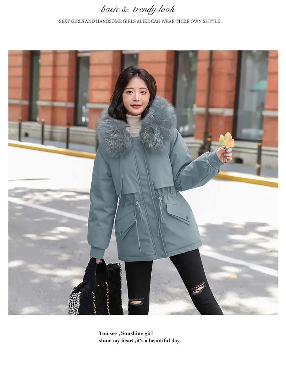 goose down coat PinkyIsBlack Warm Thick Winter Women Jacket Solid Loose Fur Collar Hooded Cotton Padded Coat for Ladies Casual Wool Liner Parkas maxi puffer coat