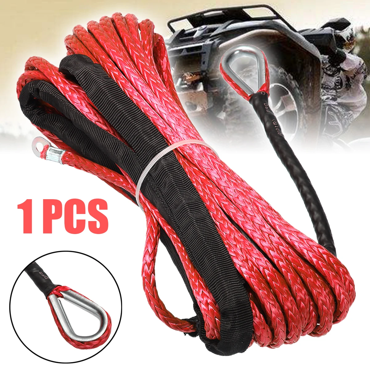 

Towing Ropes 1pc 1/4'' x 50' 7000lbs Synthetic Winch Rope Minimal Stretch Auto Cable Line for ATV UTV Off-Road Red