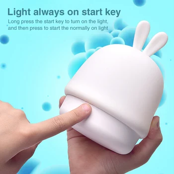 

Touch Control Battery Powered Soft Silicone Hotel LED Night Light USB Charging Living Room Auto On Off Cute Rabbit Bedside Table