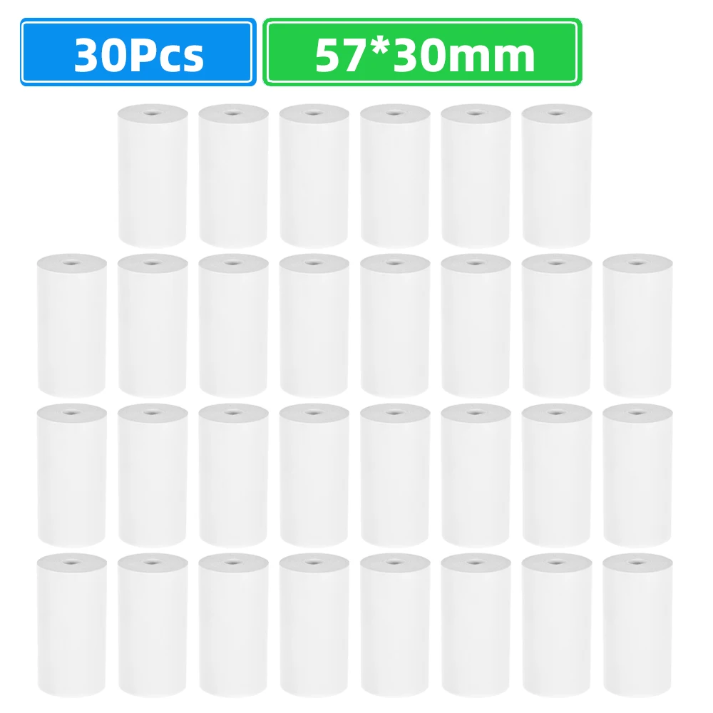 30 Rolls Thermal Receipt Paper Roll 57x30mm POS Printer Mobile Bluetooth Cash Register Papers Bill Ticket Printing Thermal Paper