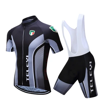 

teleyi Summer Cycling Clothing Road Bike Jerseys set Quick-dry Cycling Set Hombre Maillot Ropa de Ciclismo Men's bib jerseys