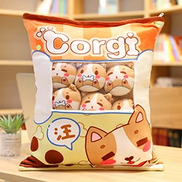 A Plushie Bag Pudding Toys Mini Animals Doll Sakura Bunny Hamster Penguin Bear Chick Strawberry Dog Cat Pig Plushie Pillow Gift - Цвет: Corgi