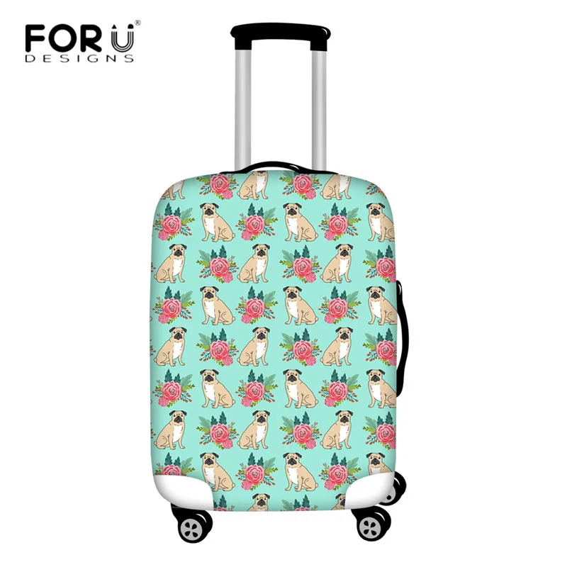 FORUDESIGNS/чехол для путешествий с рисунком из мультфильма, черный чехол для мопса, цветочный принт, чемодан, Защитные чехлы для 18-32 дюймов, Чехол для багажа - Цвет: HMA361