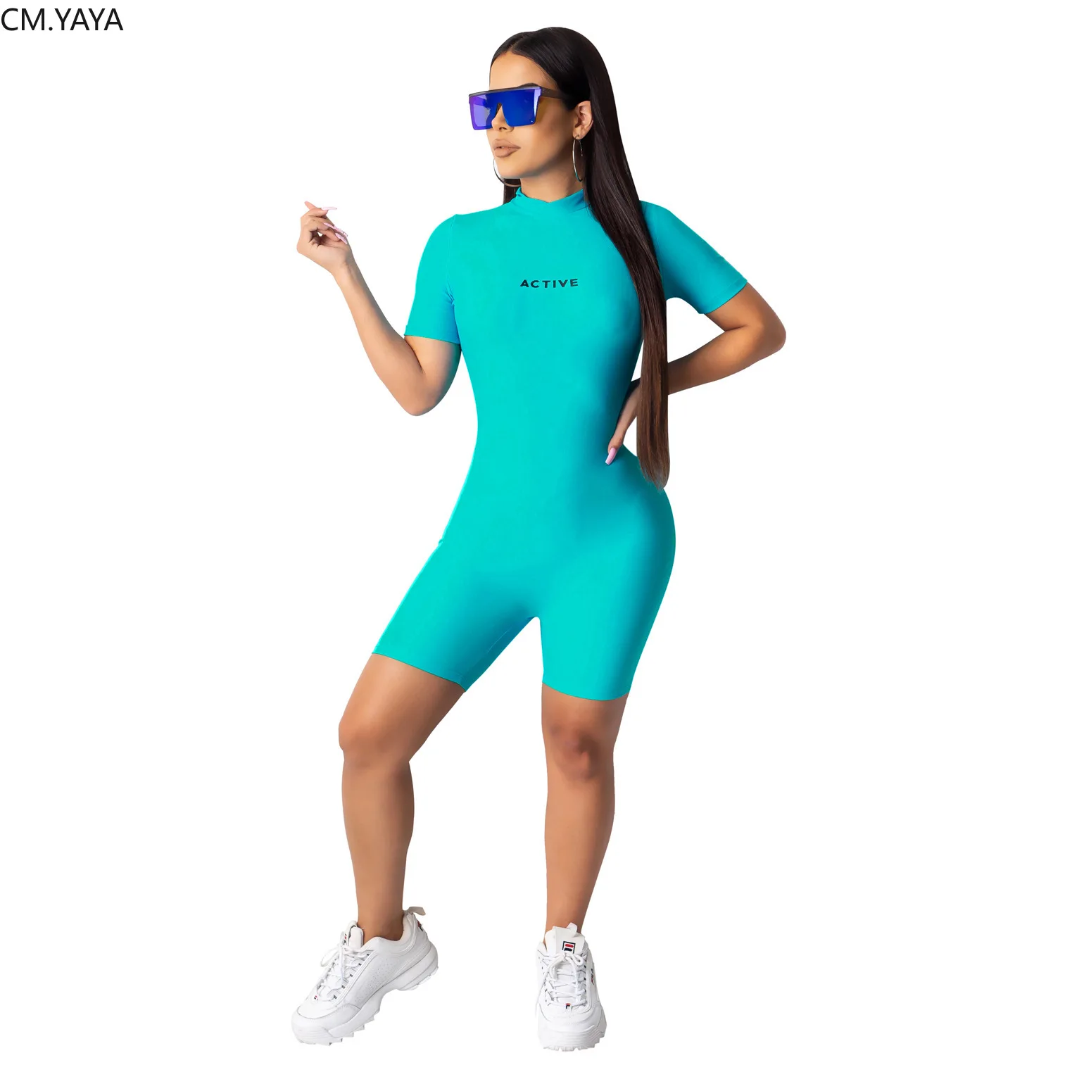 Осень-зима для женщин короткий рукав спортивная одежда узкие Bodycon длиной выше колена комбинезон пикантное, Клубное, вечернее мото Байкер комбинезон, костюм для подвижных игр GL9173