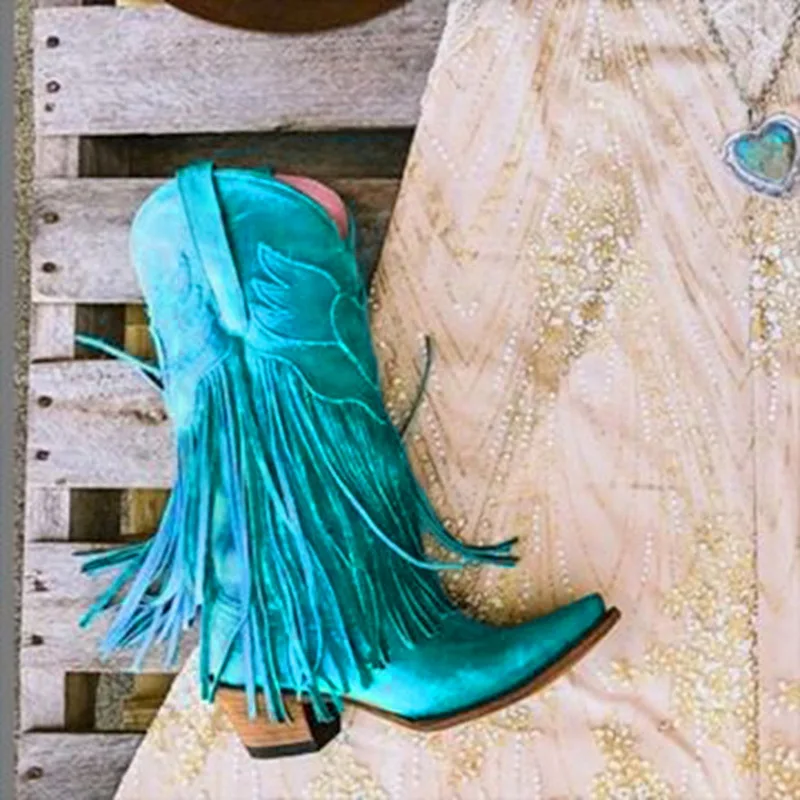 MoneRffi/женские ботинки; ботинки в байкерском стиле на низком каблуке; ковбойские ботинки с бахромой; женская обувь; сезон весна-осень; женские ботинки с бахромой; botas mujer