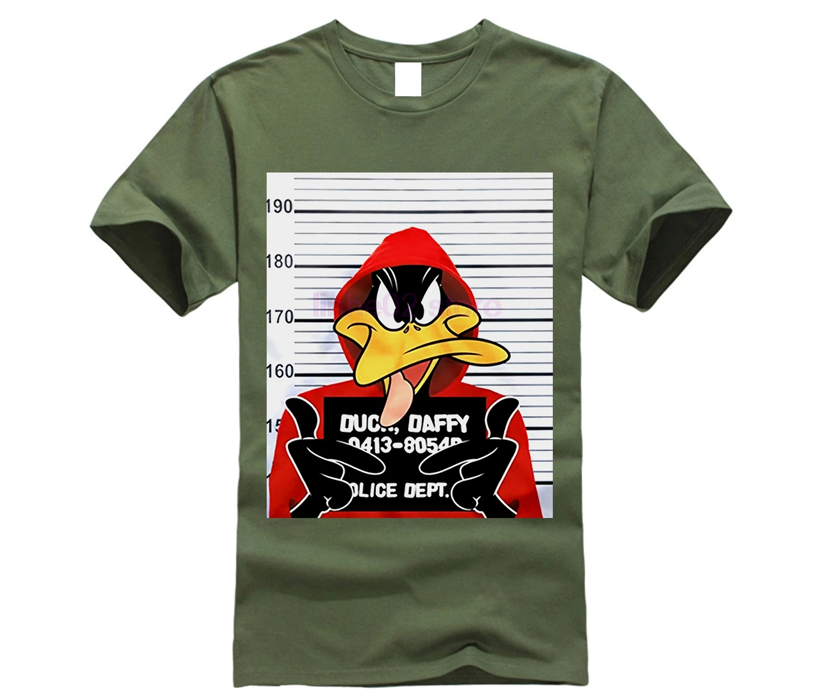 LEQEMAO печатные Чистый хлопок Мужские Looney Tunes Даффи Дак мугшот мужчин s графическая