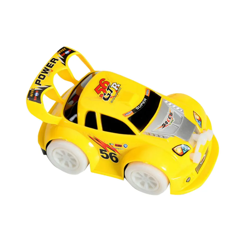 Plastic Toy Car New Cool Automatic Steering Automobile Electric For Kid Flashing Music Racing Random Color
