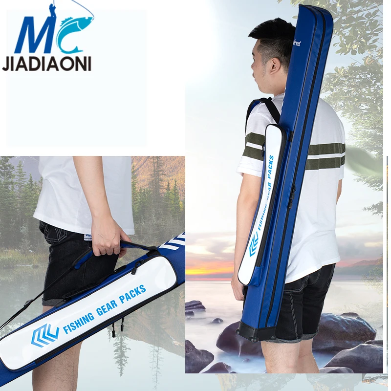JIADIAONI Outdoor Single/Double Layer Fishing Bags Waterproof Fishing Tackle Fishing Rod Bag Storage Case Resistant PU Leather