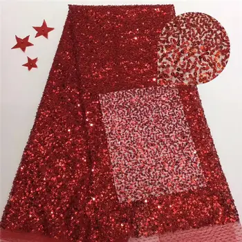

Latest African Lace Fabric 2020 High Quality Wedding french lace fabric With Sequins For Nigerian bridal lace fabric