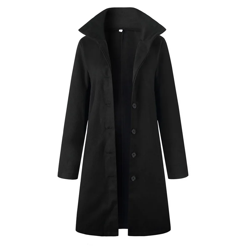 SFIT Женская Повседневная куртка осень зима сплошной цвет пуговицы средней длины пальто мода Femme белый черный верхняя одежда размера плюс