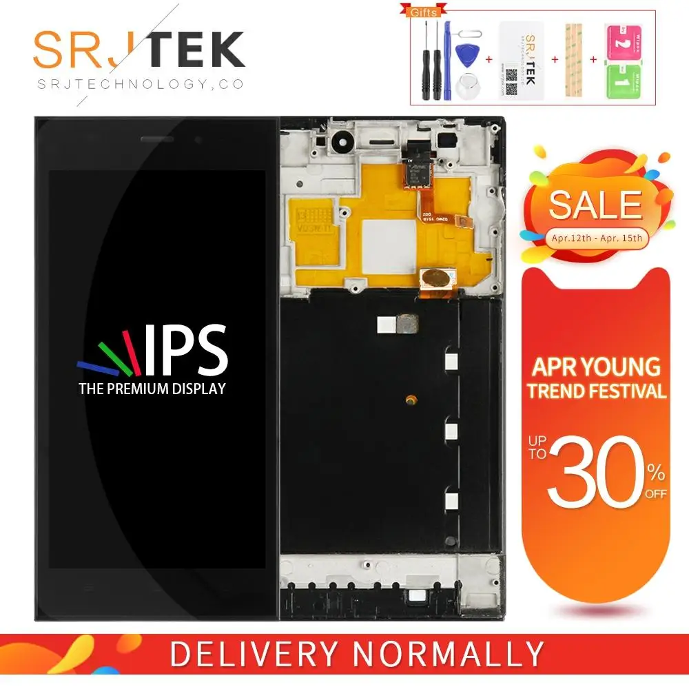 Srjtek For Xiaomi Mi3 LCD Matrix Touch Screen Digitizer Full Assembly With Frame M3 MI 3 Display TDS-CDNA/WCDMA | Мобильные телефоны