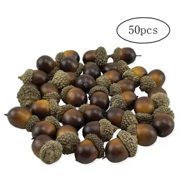 

Artificial Lifelike Simulation Small Acorn Set Foam Acorn Decoration Fruit Home House Kitchen Christmas Decor 50pcs