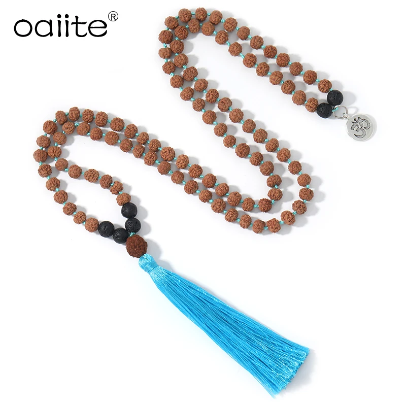 Ожерелье из бусин OAIITE Strength Mala 108 натуральное ожерелье 8 мм лавового камня