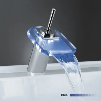 

Colorful LED Waterfall Faucet Intelligent Temperature Control Basin Faucet Mixing Faucet Copper Countertop Installation 1.2