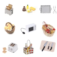 1: 12/1: 6 шкала миниатюрная для кукольного дома микроволновая печь еда Хлеб кулинарная доска нож разделочный блок ролевые игры кухня игрушка Горячая