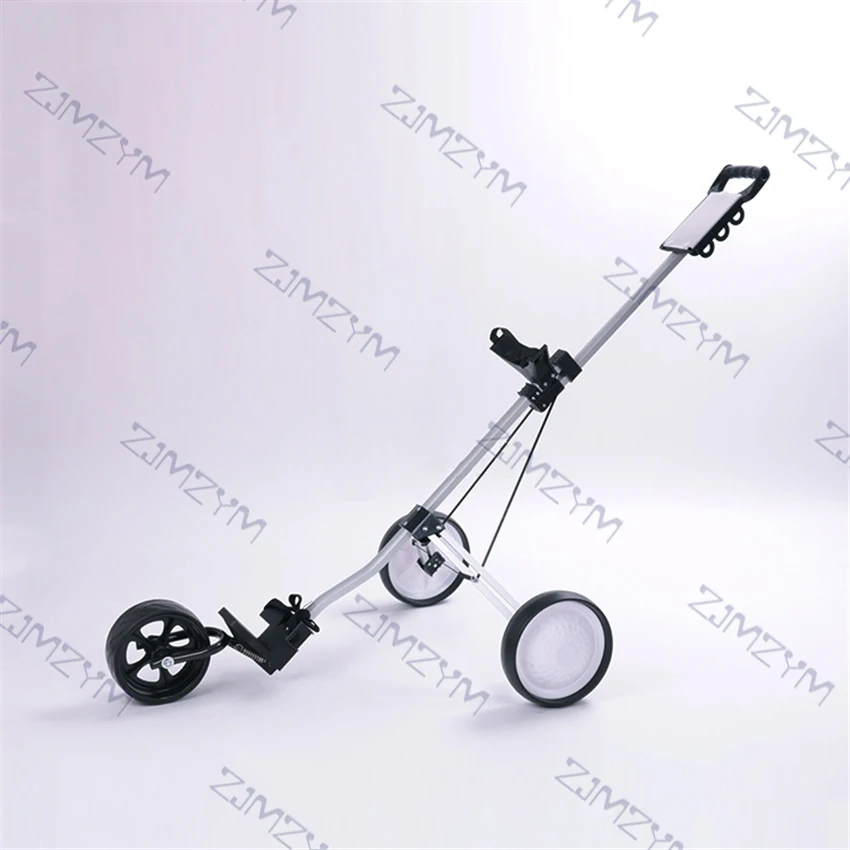 ZH-T019 Manual High Quality Foldable Golf Ball Bag Pull Cart Folding Aluminum Golf Trolley Supplies With Three Black Wheels